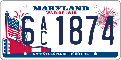 MD license plate 6AC1874