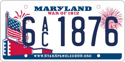 MD license plate 6AC1876