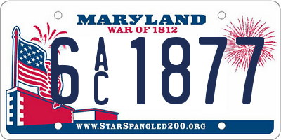 MD license plate 6AC1877