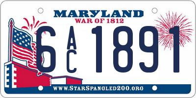 MD license plate 6AC1891