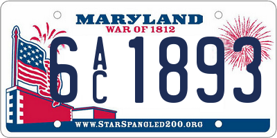 MD license plate 6AC1893