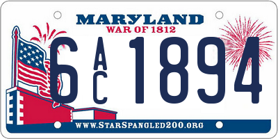 MD license plate 6AC1894