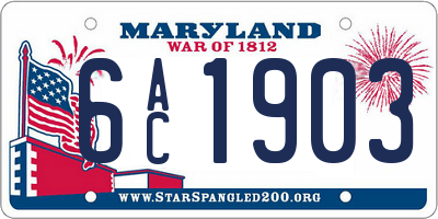 MD license plate 6AC1903