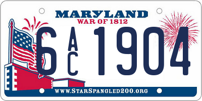 MD license plate 6AC1904