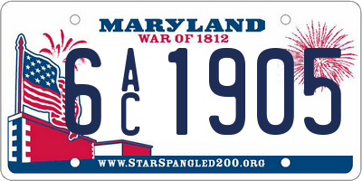 MD license plate 6AC1905