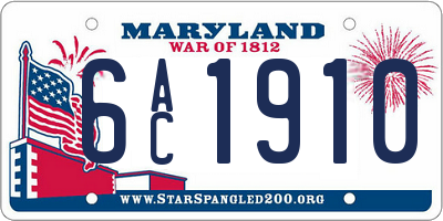 MD license plate 6AC1910