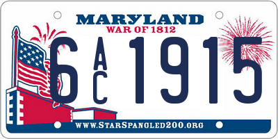 MD license plate 6AC1915