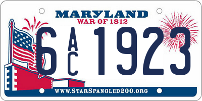 MD license plate 6AC1923
