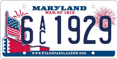 MD license plate 6AC1929