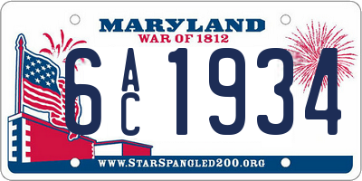 MD license plate 6AC1934