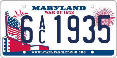 MD license plate 6AC1935
