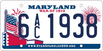 MD license plate 6AC1938