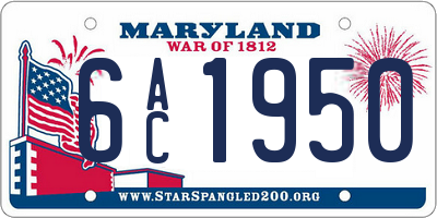 MD license plate 6AC1950