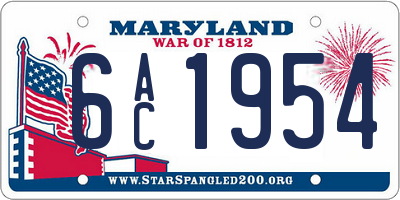 MD license plate 6AC1954