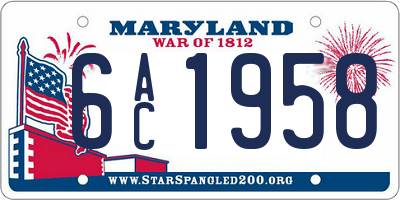 MD license plate 6AC1958