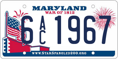 MD license plate 6AC1967