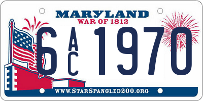 MD license plate 6AC1970
