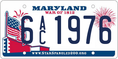 MD license plate 6AC1976