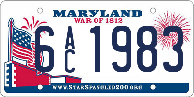 MD license plate 6AC1983