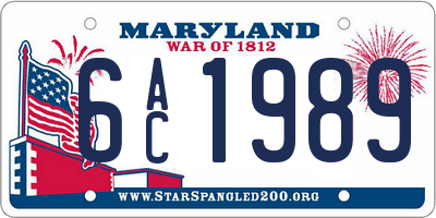 MD license plate 6AC1989