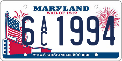 MD license plate 6AC1994