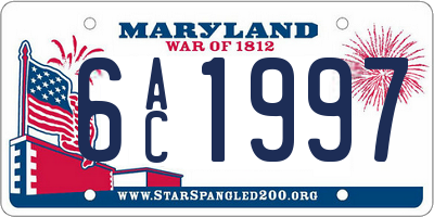 MD license plate 6AC1997