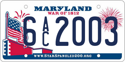 MD license plate 6AC2003