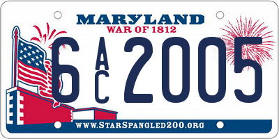 MD license plate 6AC2005