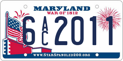 MD license plate 6AC2011