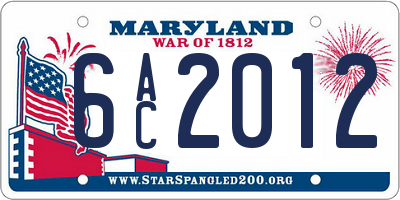 MD license plate 6AC2012