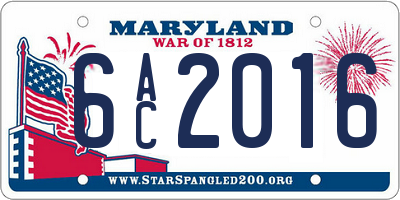 MD license plate 6AC2016