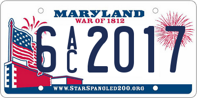 MD license plate 6AC2017