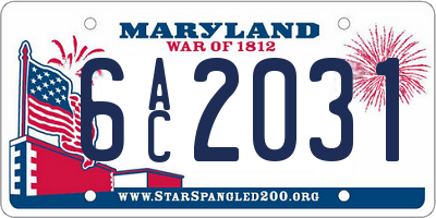 MD license plate 6AC2031