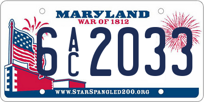 MD license plate 6AC2033