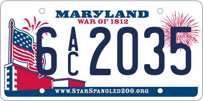 MD license plate 6AC2035