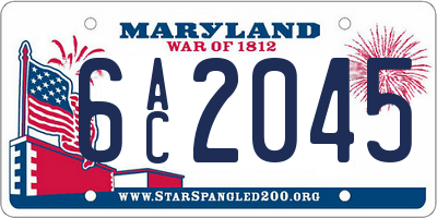 MD license plate 6AC2045