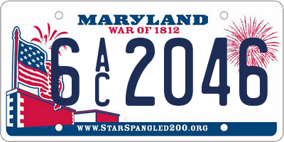 MD license plate 6AC2046