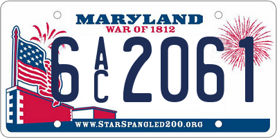 MD license plate 6AC2061