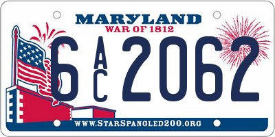 MD license plate 6AC2062