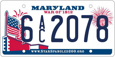 MD license plate 6AC2078