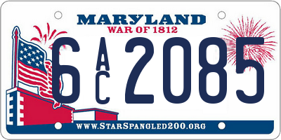 MD license plate 6AC2085