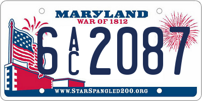 MD license plate 6AC2087