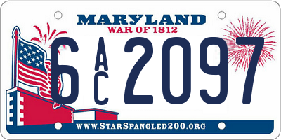 MD license plate 6AC2097