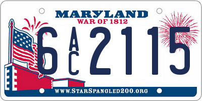 MD license plate 6AC2115