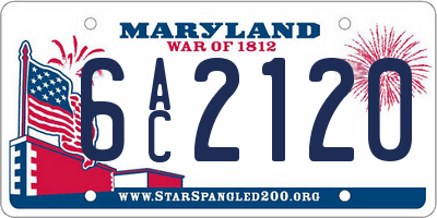 MD license plate 6AC2120