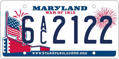 MD license plate 6AC2122