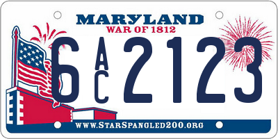 MD license plate 6AC2123