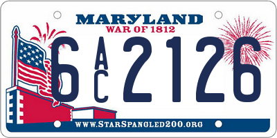 MD license plate 6AC2126