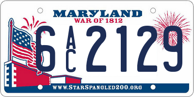 MD license plate 6AC2129