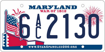 MD license plate 6AC2130